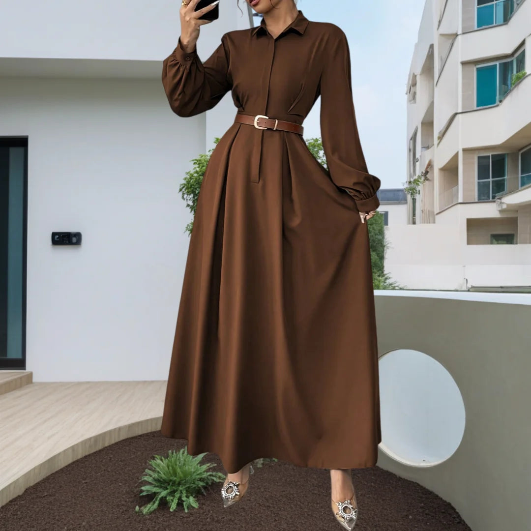 Elegant Pleated Office Maxi Dress