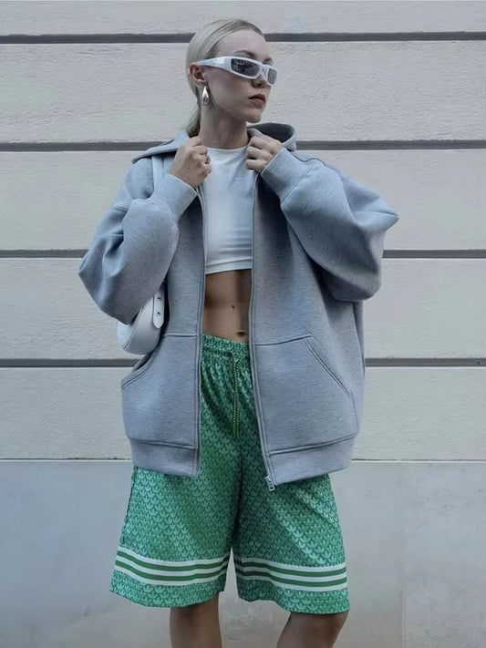 Casual Hooded Zipper Hoodie