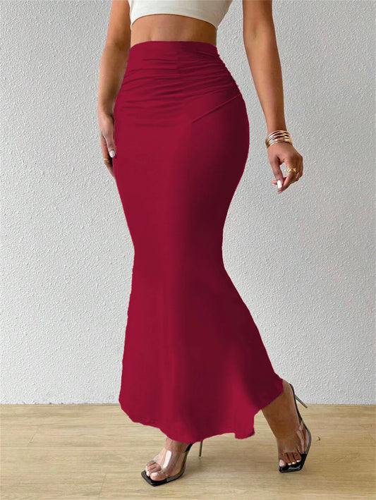 Solid Slim Fishtail Skirt