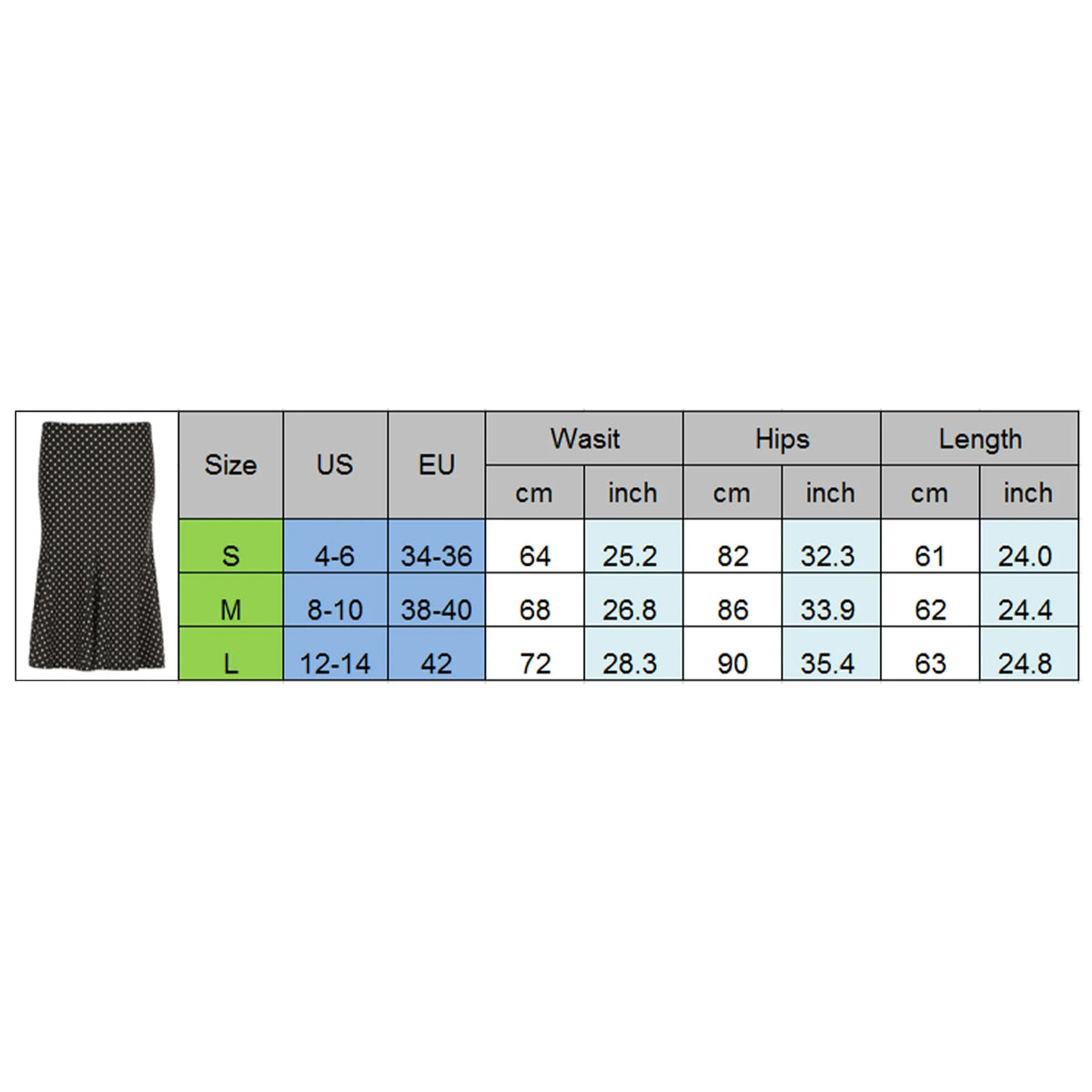 Dot Print Low Waist Midi Skirt