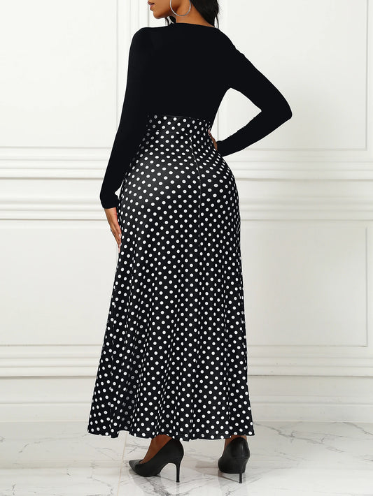 Polka Dot Maxi Dress High Waist