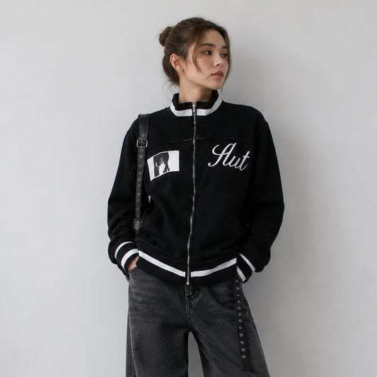 Cropped Anime Graphic Jacket