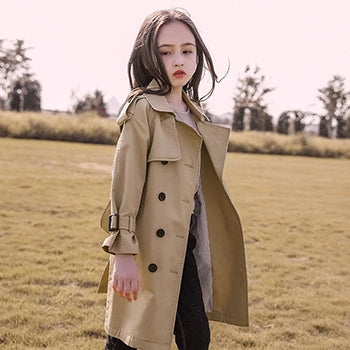 Girls Long Trench Windbreaker