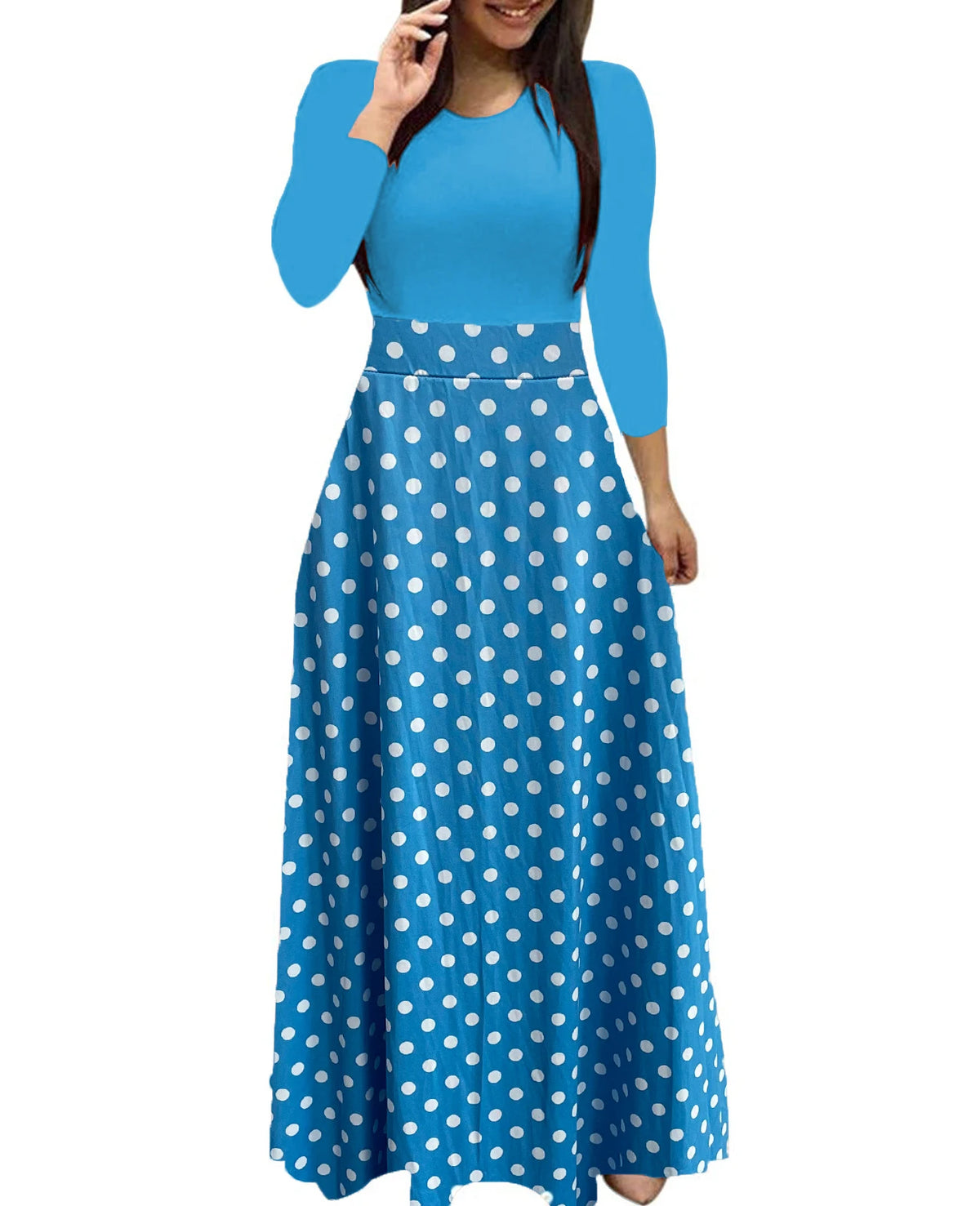 Polka Dot Maxi Dress High Waist