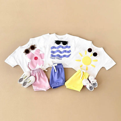 Baby Sunflower Print Shorts Set