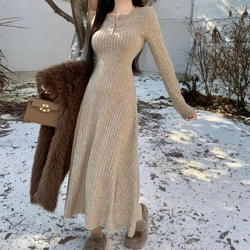 Elegant Slim High Waist Knit Dress