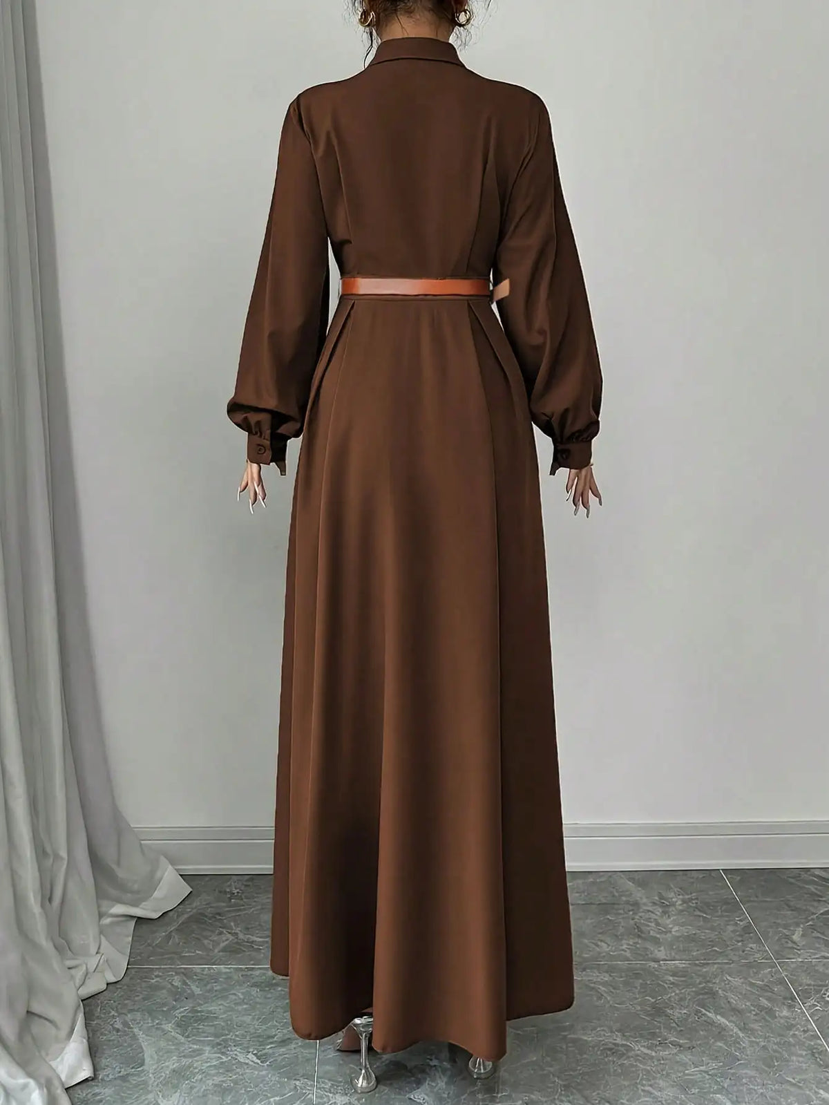 Elegant Pleated Office Maxi Dress