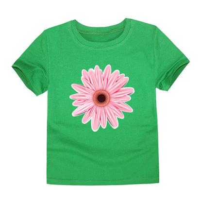 Girls Flower Print Cotton T-Shirt