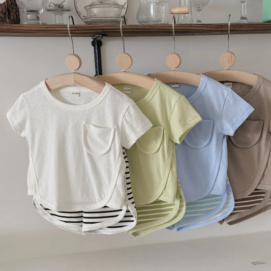 Baby Solid Shirt and Shorts Set