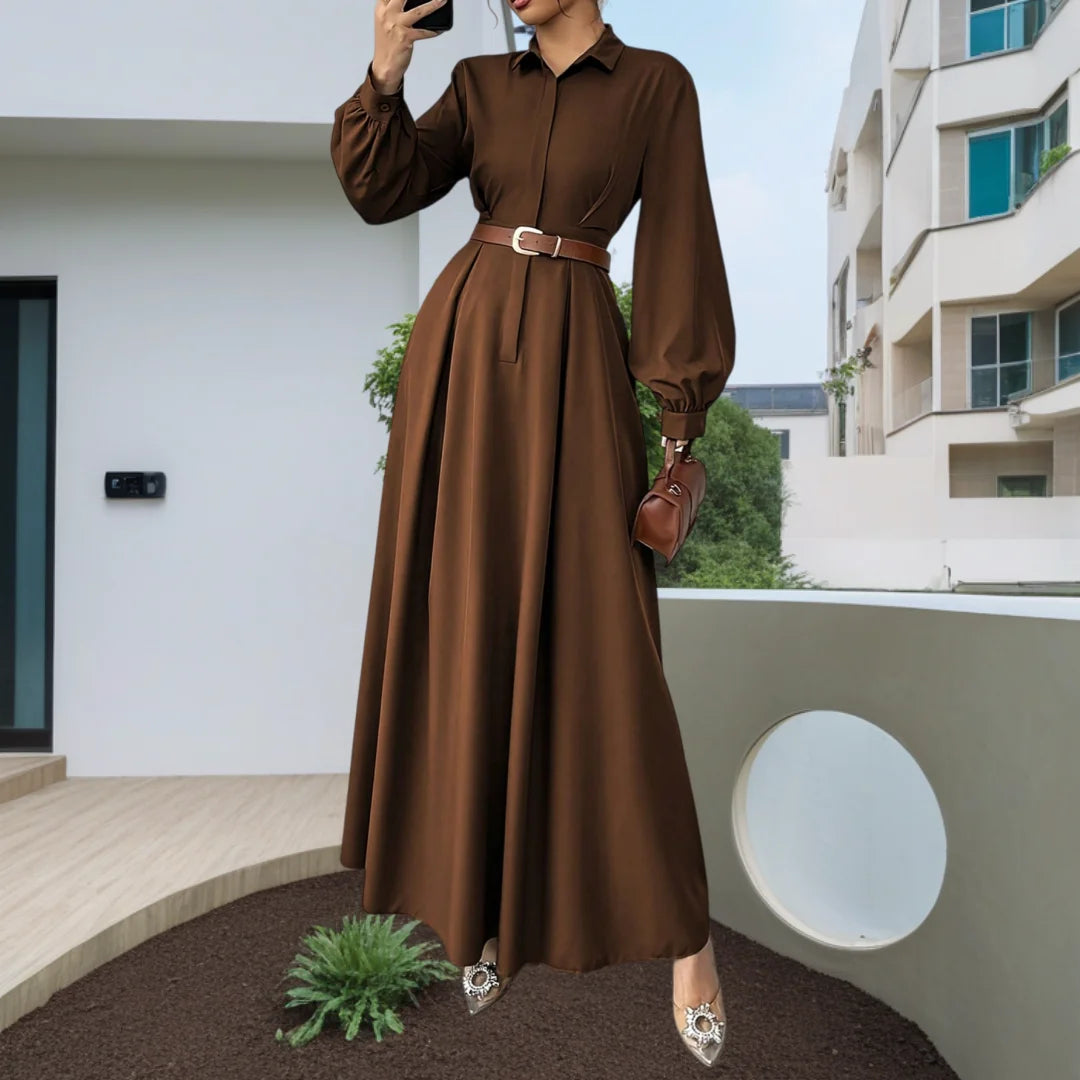 Elegant Pleated Office Maxi Dress