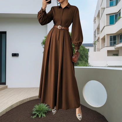 Elegant Pleated Office Maxi Dress