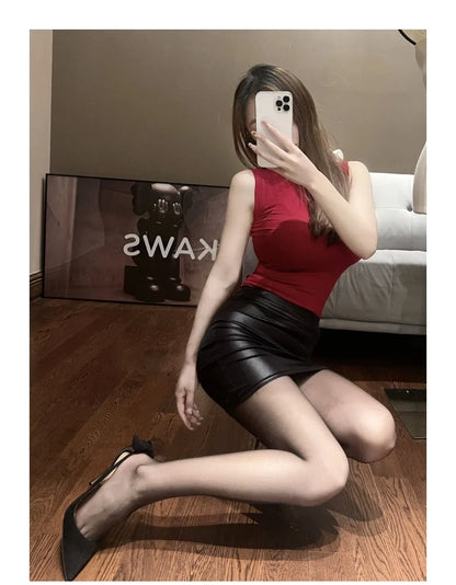 Matte Slim Hot Mini Skirt