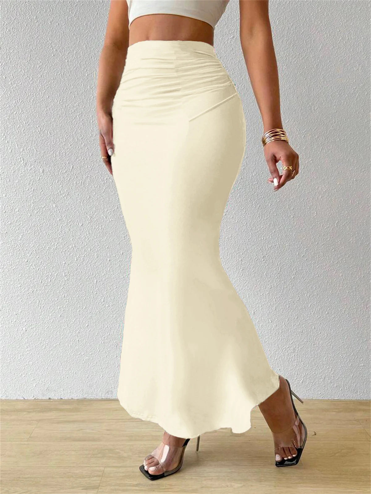 Solid Slim Fishtail Skirt