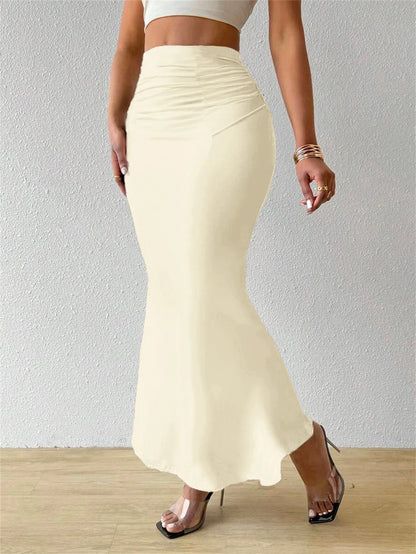 Solid Slim Fishtail Skirt