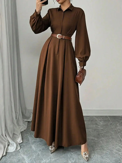 Elegant Pleated Office Maxi Dress