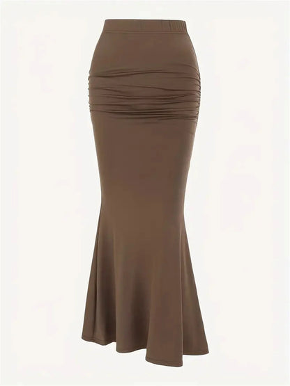 Solid Slim Fishtail Skirt