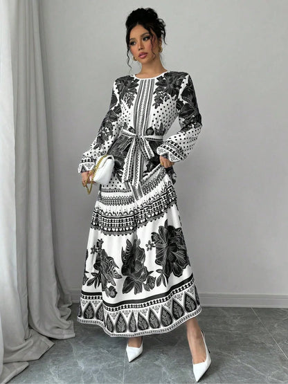 Floral Print Belted Maxi Dress for Summer