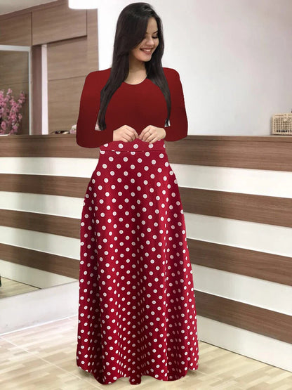 Polka Dot Maxi Dress High Waist