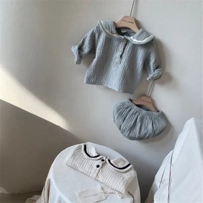 Baby Navy Shirt and Bloomers Set