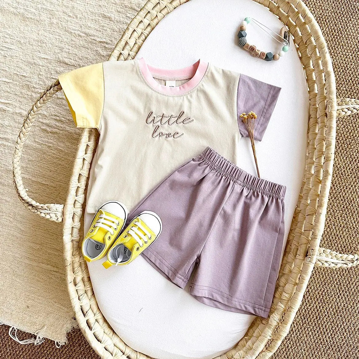 Baby Embroidery Letter Shorts Set