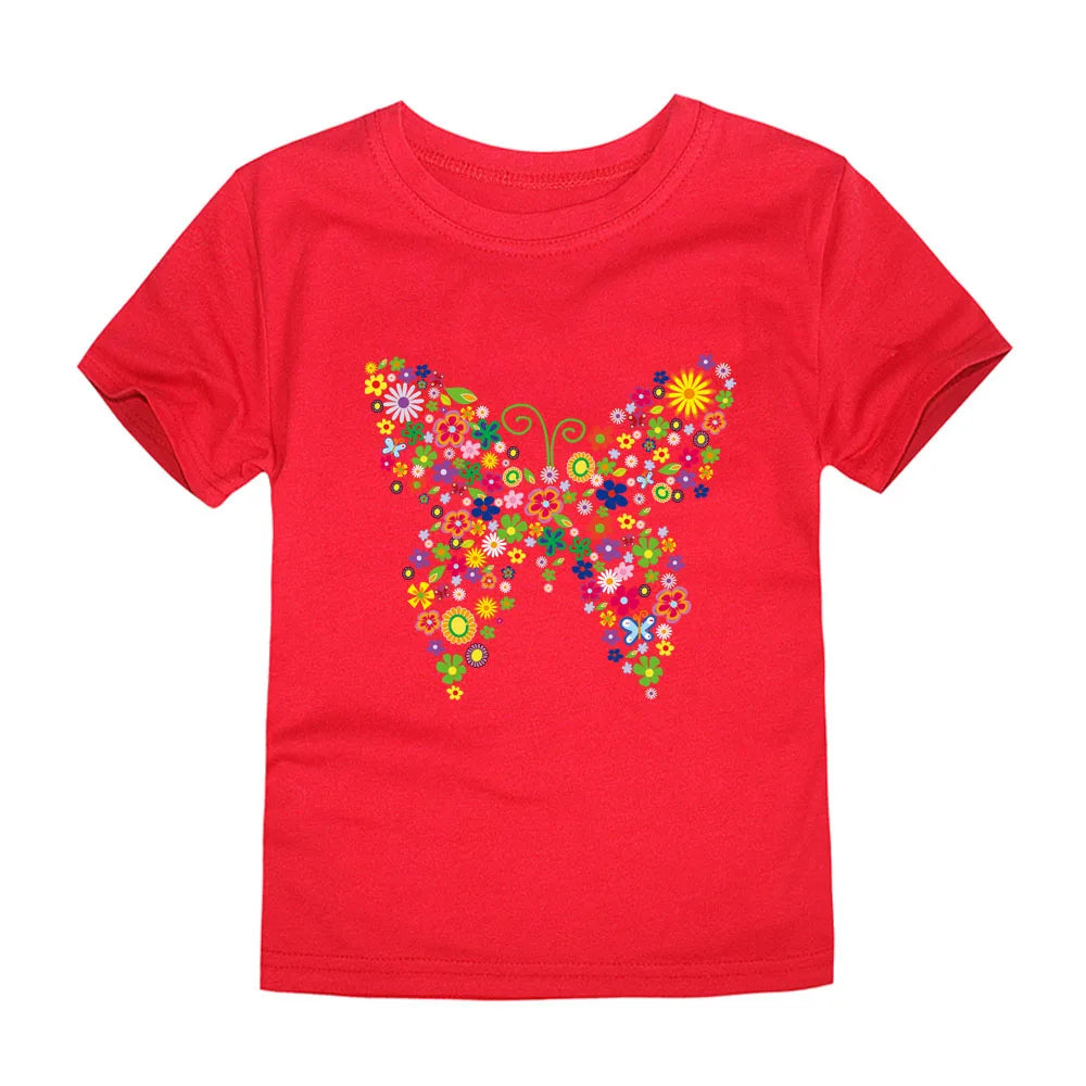 Girls Flower Print Cotton T-Shirt