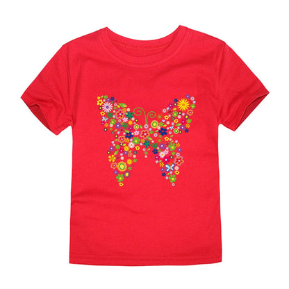 Girls Flower Print Cotton T-Shirt