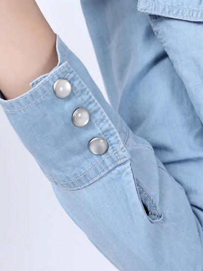 Korean Style Long Sleeve Denim Blouse