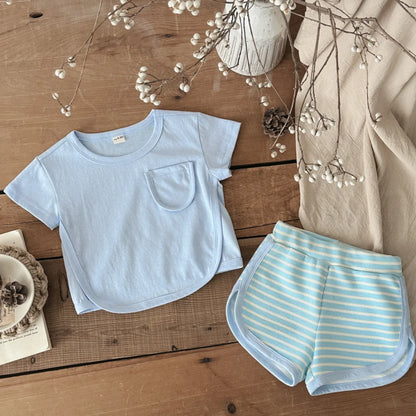 Baby Solid Shirt and Shorts Set