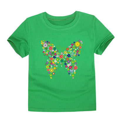 Girls Flower Print Cotton T-Shirt