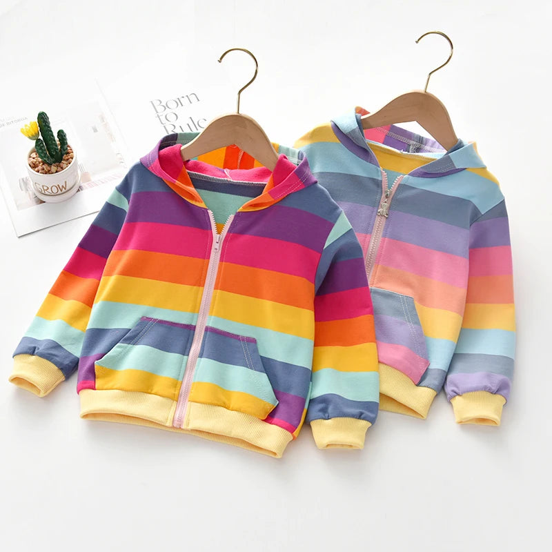 Girls Rainbow Hooded Jacket