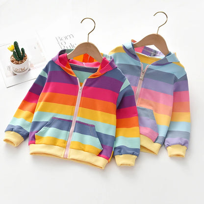 Girls Rainbow Hooded Jacket