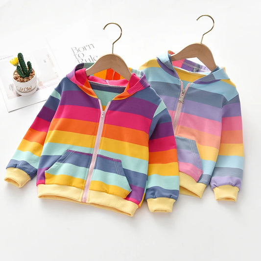Girls Rainbow Hooded Jacket