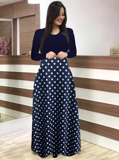 Polka Dot Maxi Dress High Waist