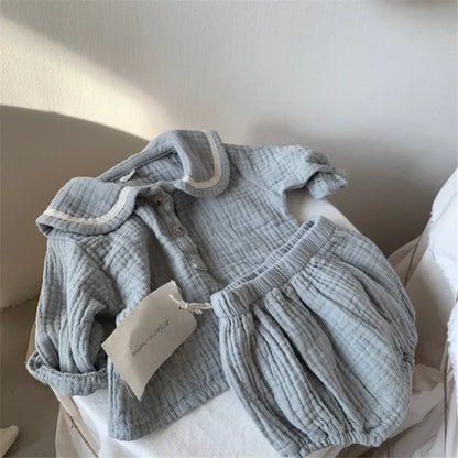 Baby Navy Shirt and Bloomers Set