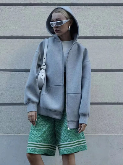 Casual Hooded Zipper Hoodie