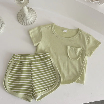 Baby Solid Shirt and Shorts Set