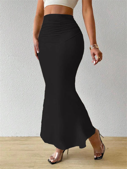 Solid Slim Fishtail Skirt