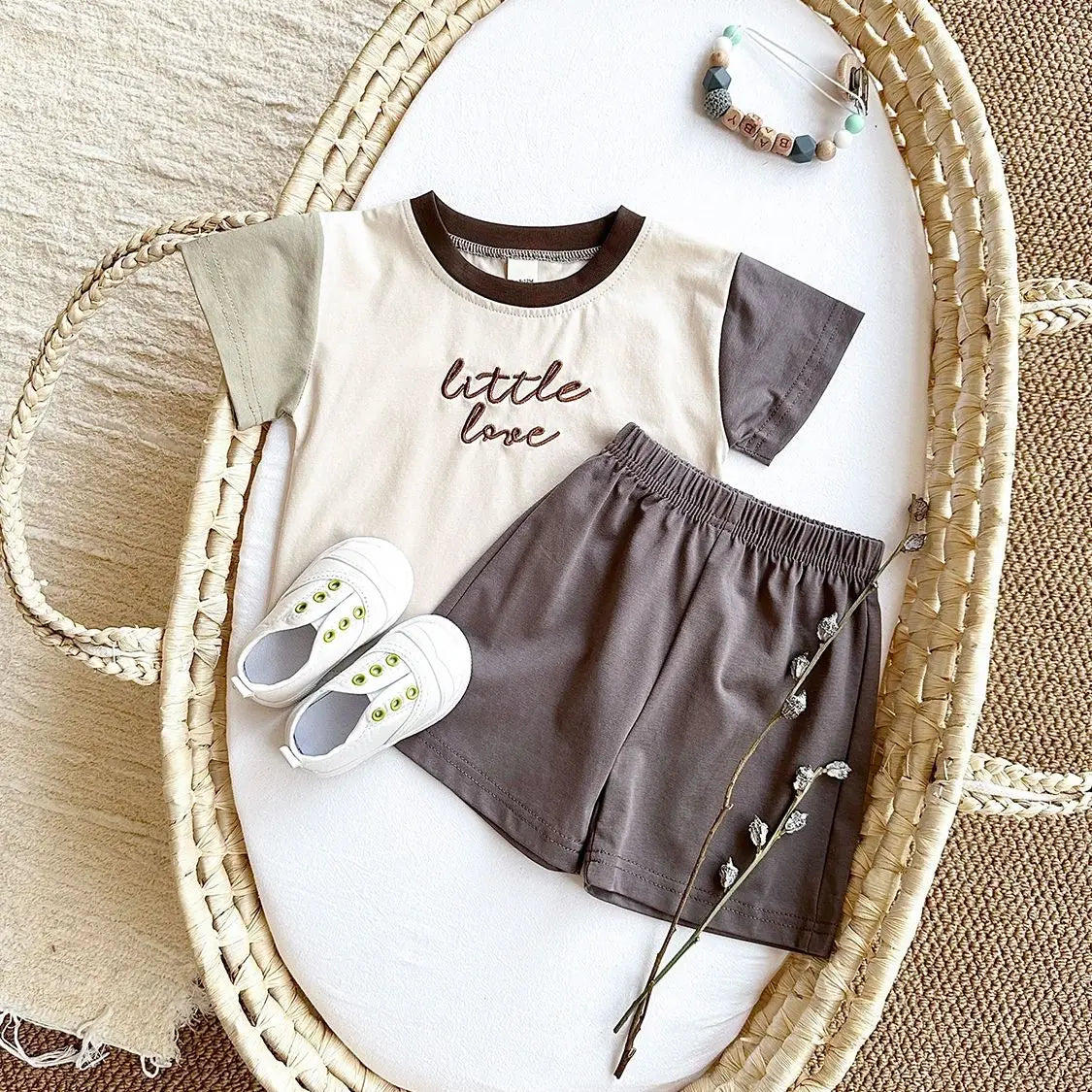 Baby Embroidery Letter Shorts Set
