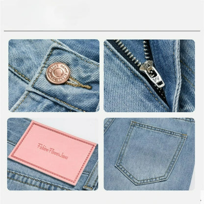 High Waist Wide Leg Flared Denim Pants