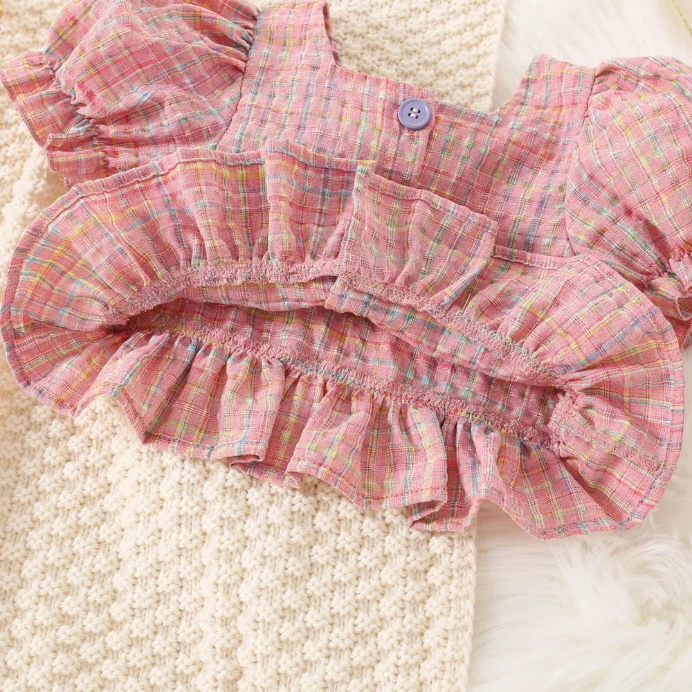 Baby Girl Plaid Bubble Sleeve Set