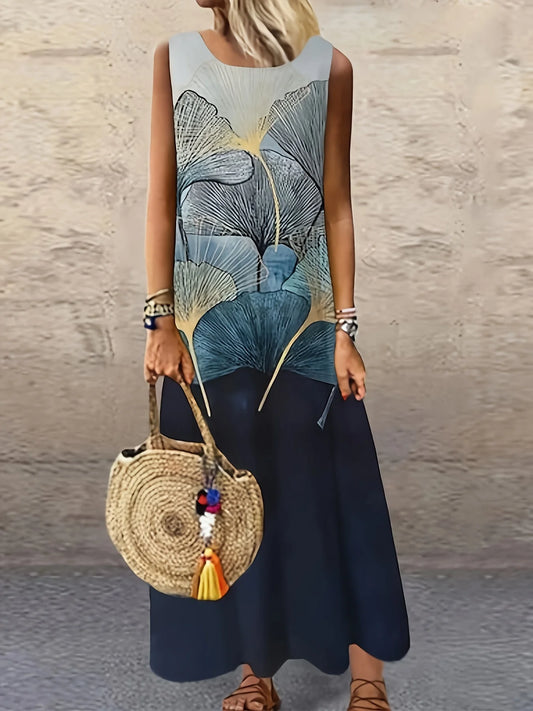 Bohemian Sunflower Print Maxi Dress