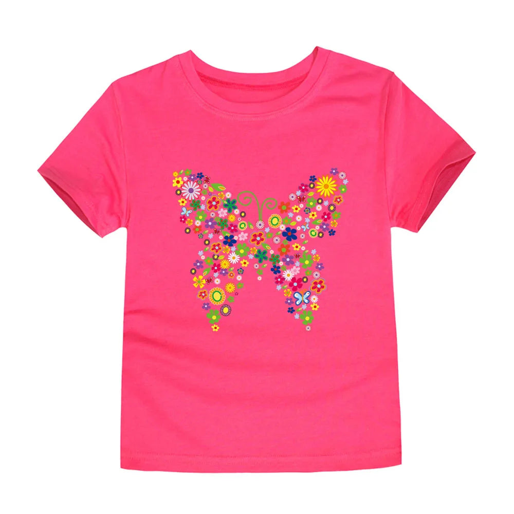 Girls Flower Print Cotton T-Shirt