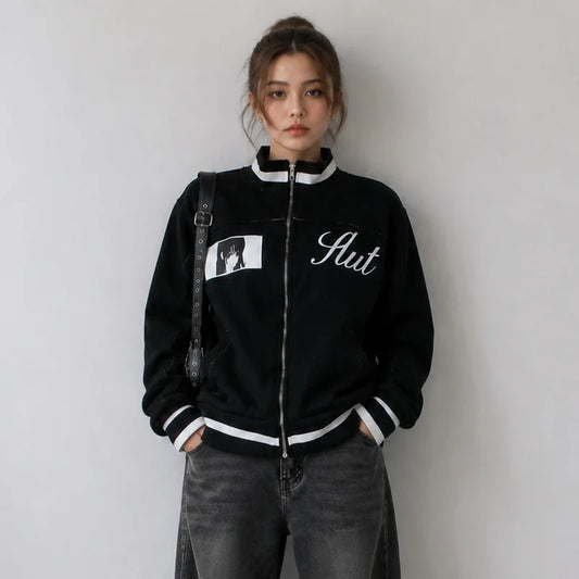 Cropped Anime Graphic Jacket