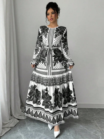 Floral Print Belted Maxi Dress for Summer