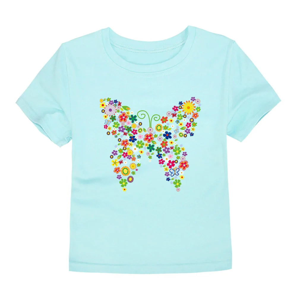 Girls Flower Print Cotton T-Shirt