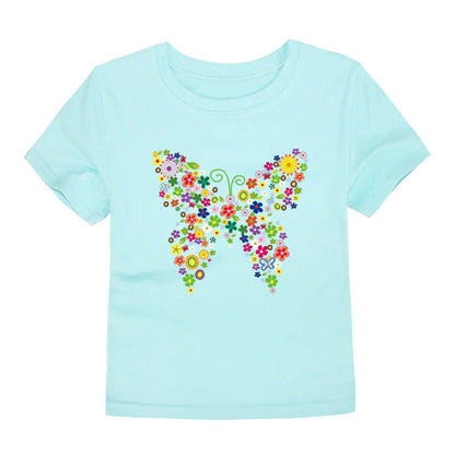 Girls Flower Print Cotton T-Shirt