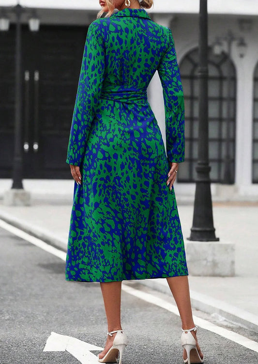 Button Down Belted Midi Dress