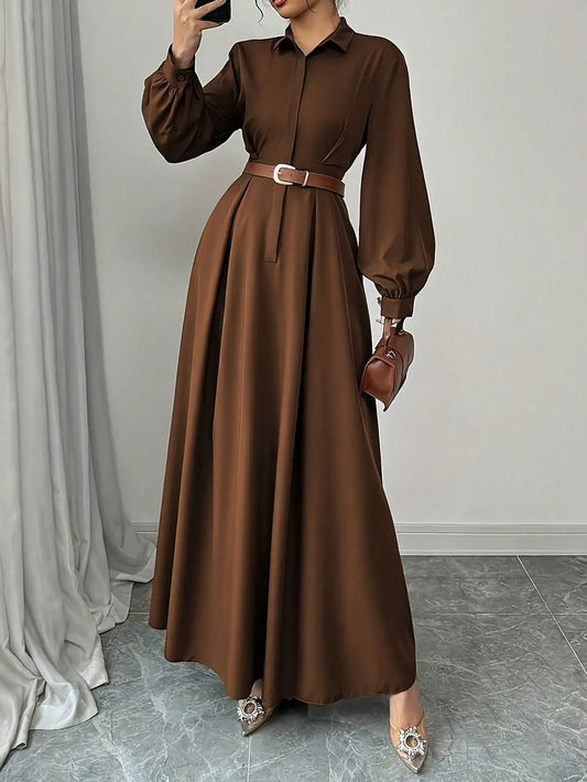 Elegant Pleated Office Maxi Dress