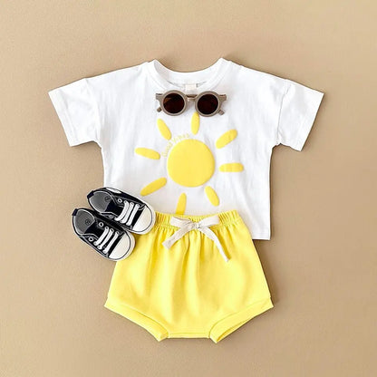 Baby Sunflower Print Shorts Set