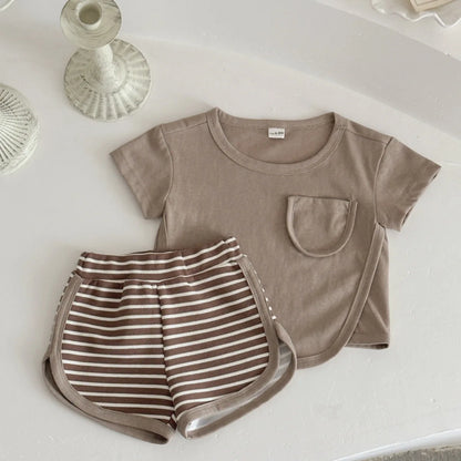 Baby Solid Shirt and Shorts Set